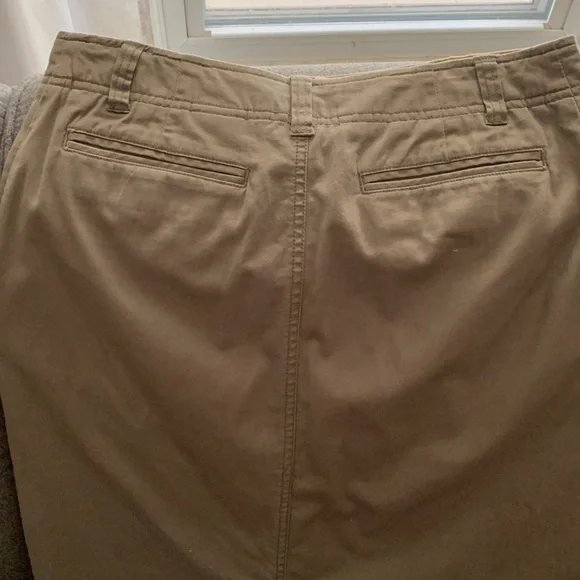 Eddie Bauer light olive brushed cotton stretch midi skirt sz8 w back vent - Picture 5 of 9